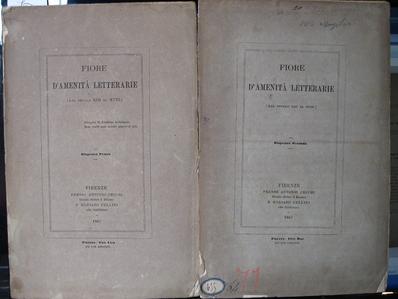 Lettera familiare di Antonio Malatesti a Lorenzo Lippi descrivendogli la sua vita pubblicata da Giulio Piccini; Cicalata sopra la coda in forma di lettera indirizzata alla Signora N. N.